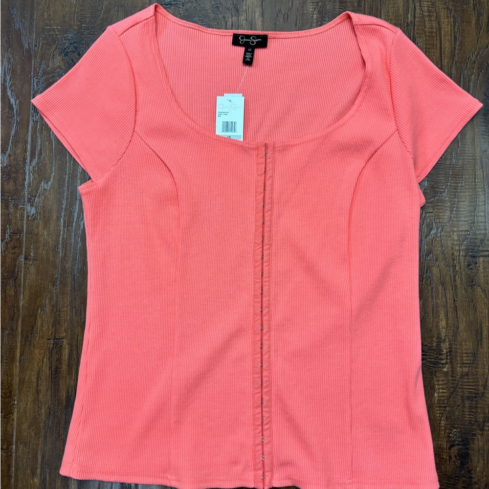 NWT Jessica Simpson Women’s 1X Shell Pink Top #3058